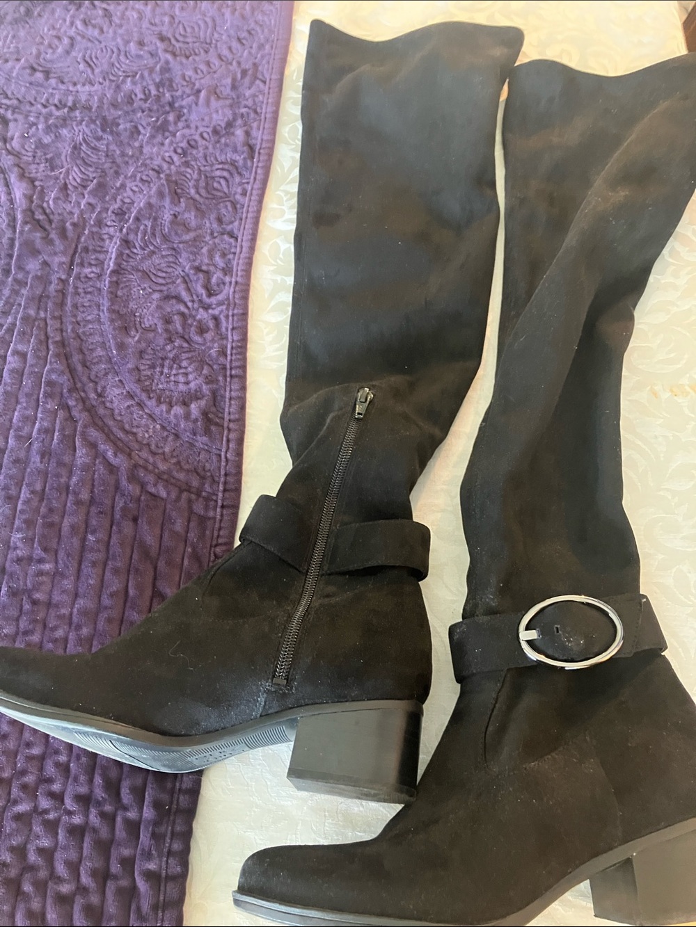 Naturalizer Black Over-the-Knee Buckle Boots